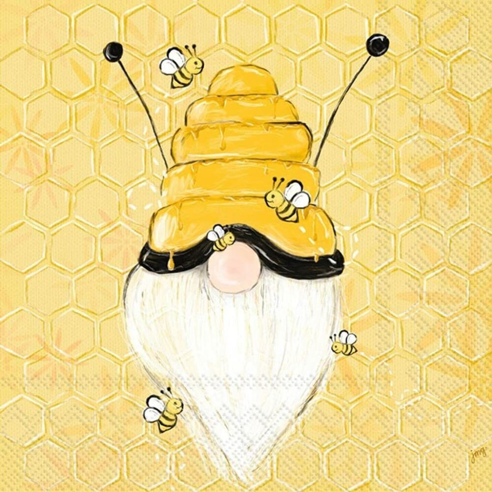 Cocktail Size Napkins IHR 3-Ply Paper Napkins, 20-Count, Bee Gnome